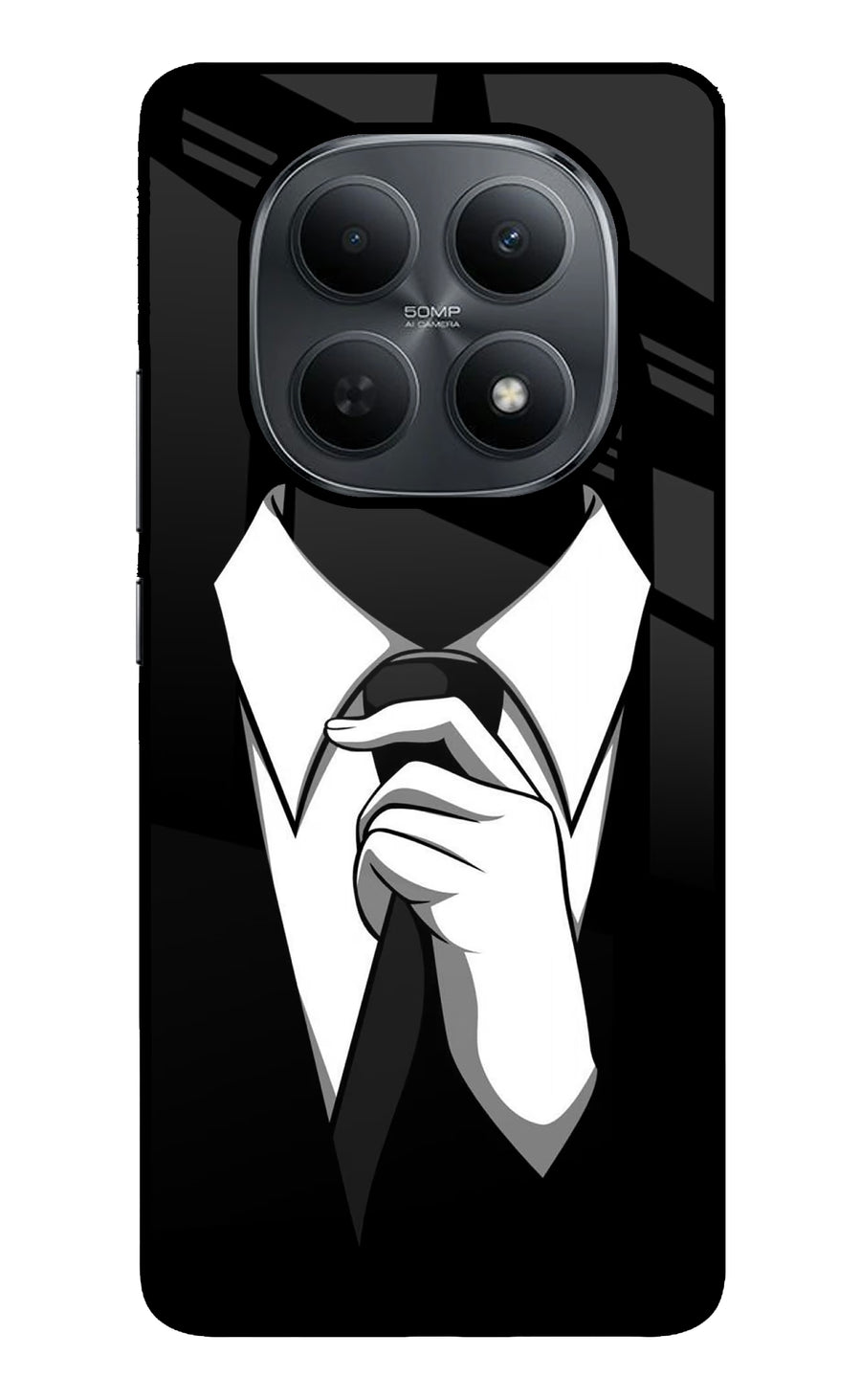 Black Tie Poco M8 5G Back Cover, Metal case