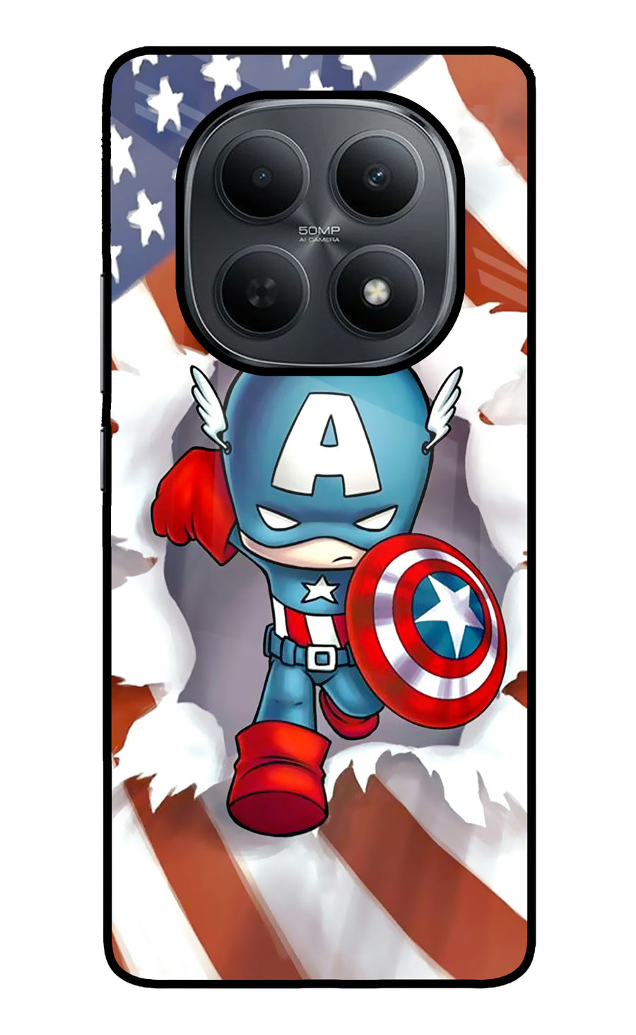 Captain America Poco M8 5G Back Cover, Metal case