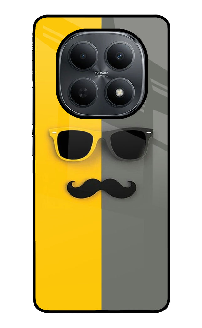 Sunglasses with Mustache Poco M8 5G Metal Case Back Cover by Casekaro