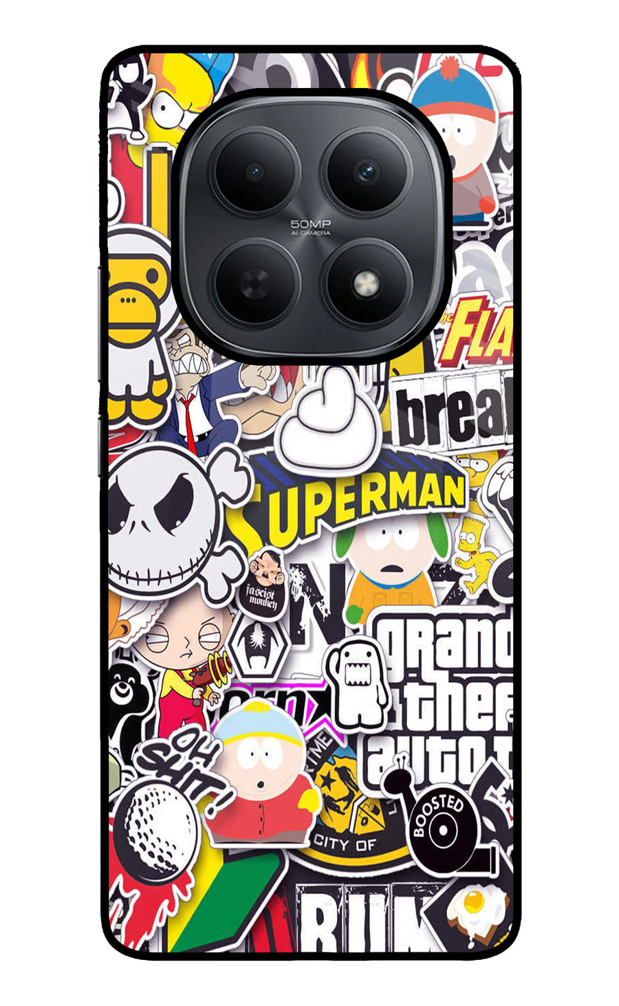 Sticker Bomb Poco M8 5G Back Cover, Metal case