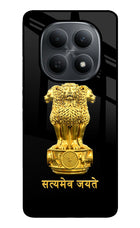 Satyamev Jayate Golden Poco M8 5G Metal Case Back Cover by Casekaro