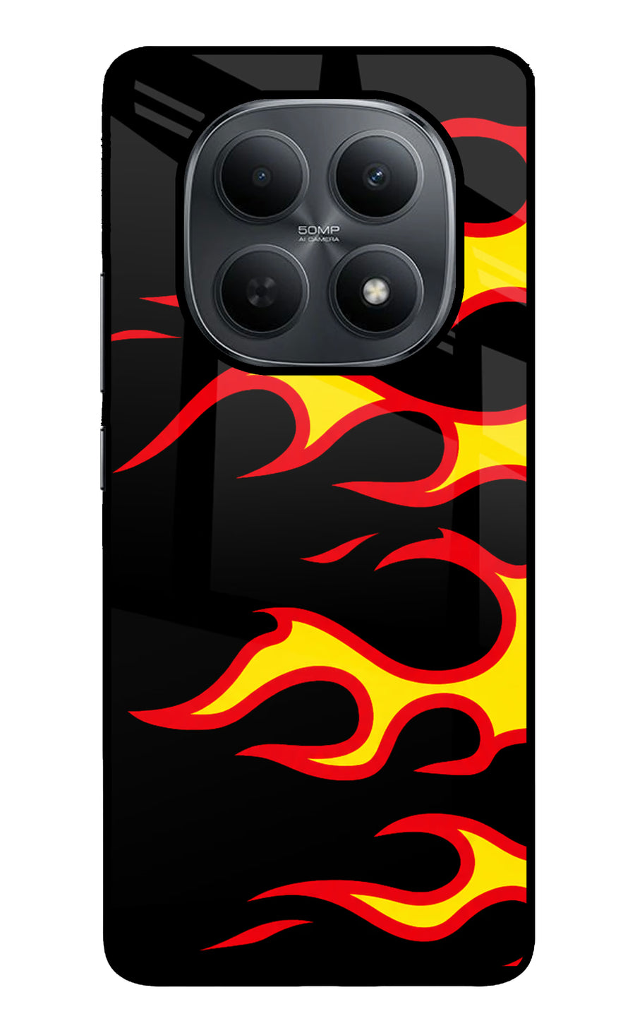 Side Sweep Flames Poco M8 5G Back Cover, Metal case