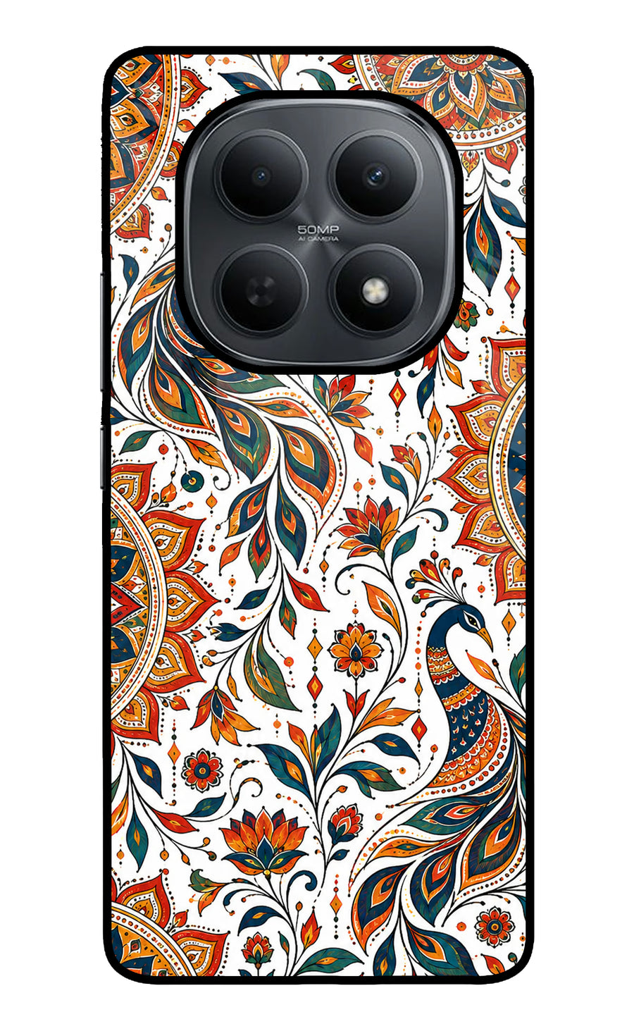 White Mayura Poco M8 5G Back Cover, Metal case