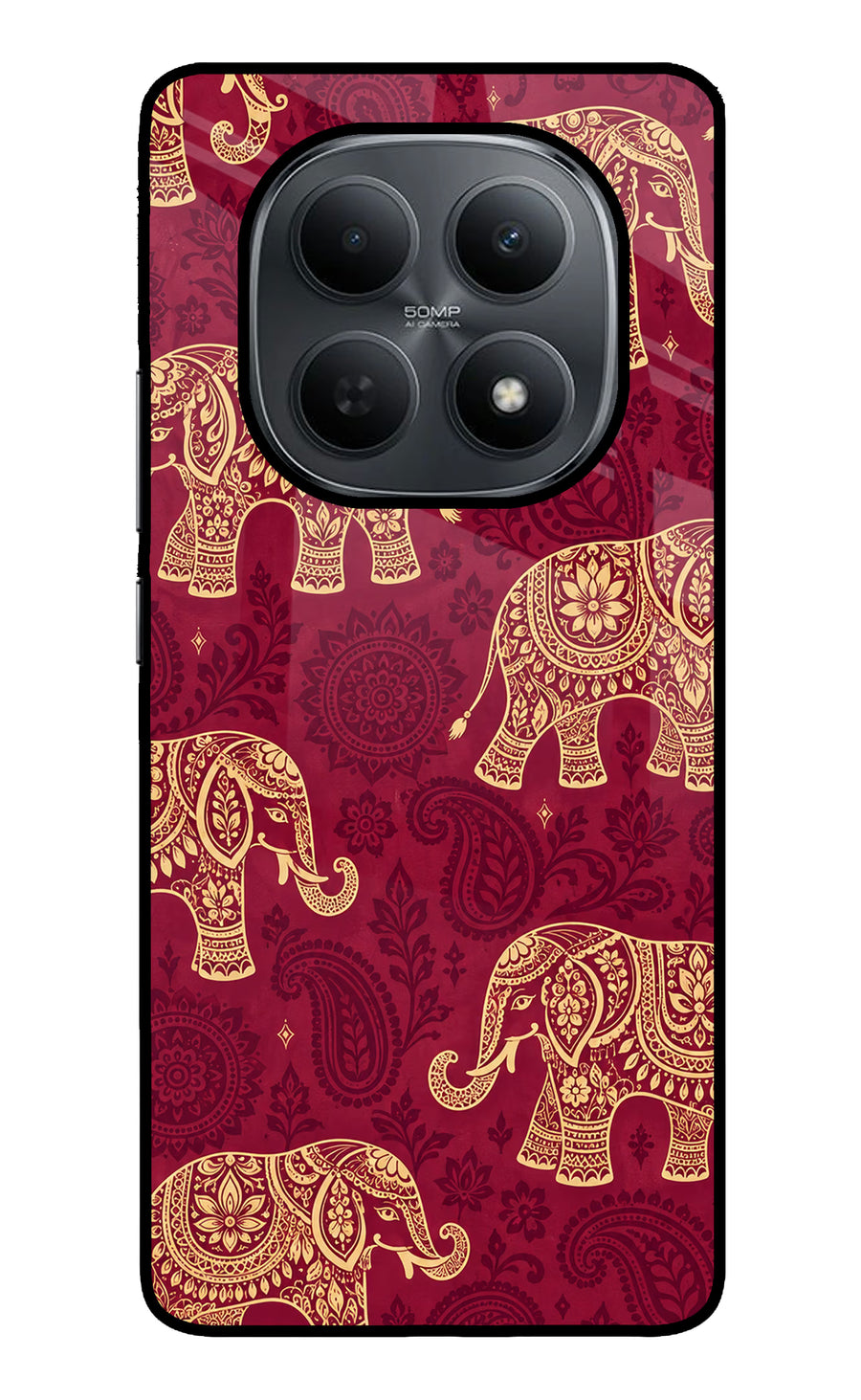 Maroon Elephant Poco M8 5G Back Cover, Metal case