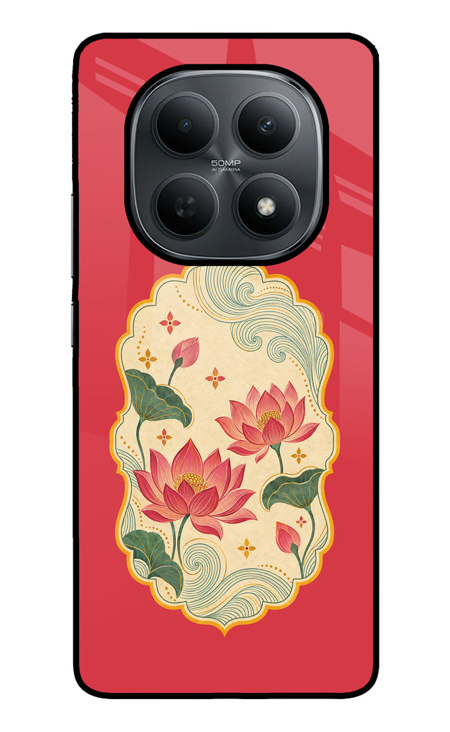Pink Lotus Poco M8 5G Metal Case Back Cover by Casekaro