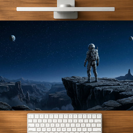 Alien Cliff mousepad mockup - 23x11 inch large gaming desk mat by Casekaro