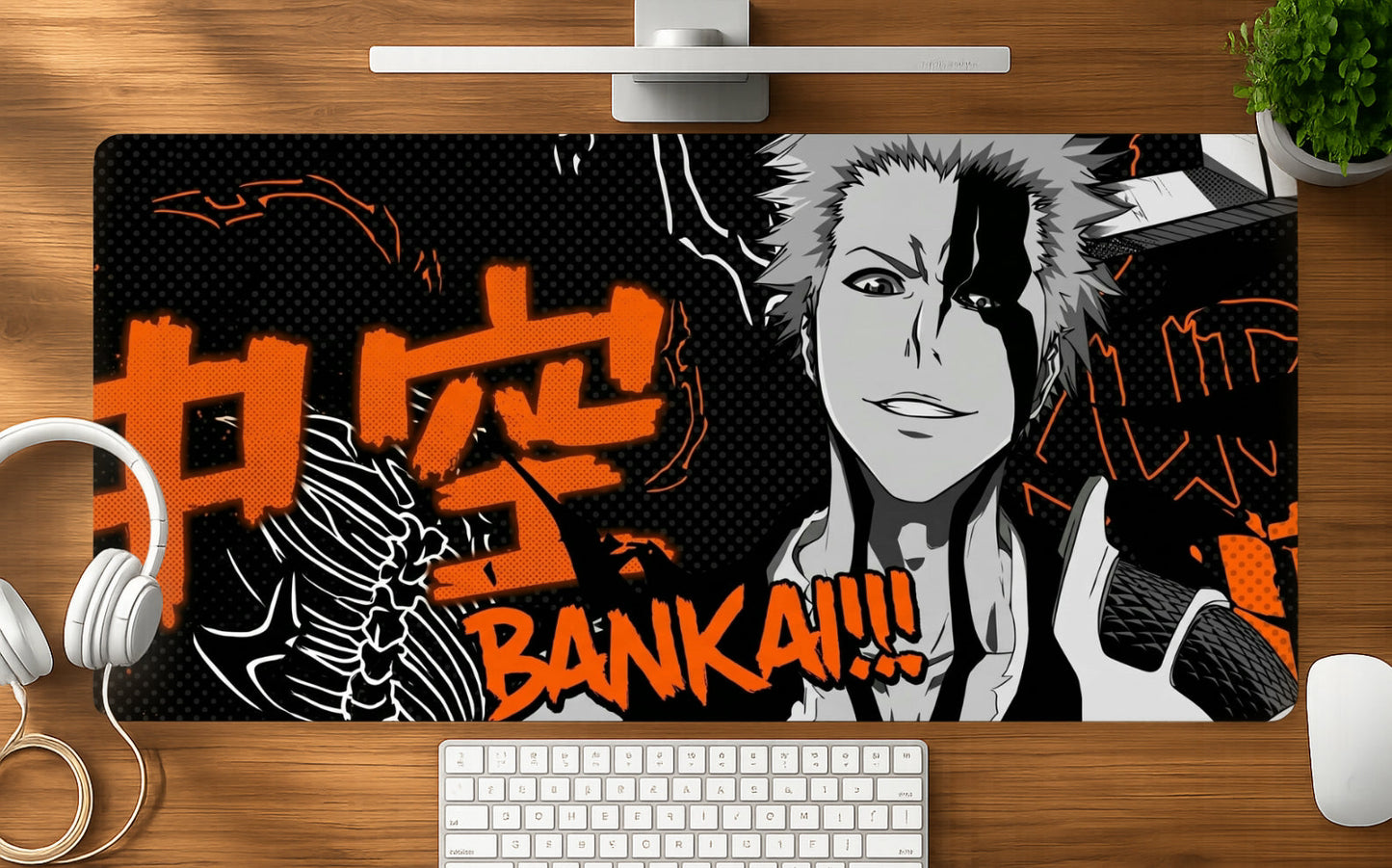 Bankai mousepad mockup - 23x11 inch large gaming desk mat by Casekaro
