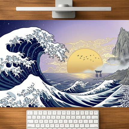 Great Wave mousepad mockup - 23x11 inch large gaming desk mat by Casekaro