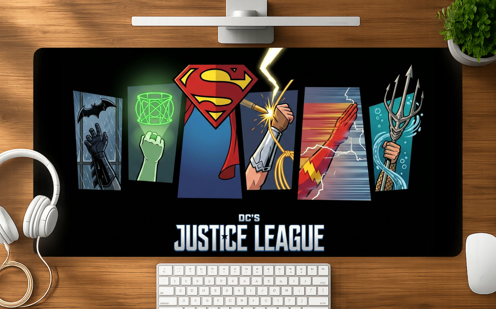 Hero Squad mousepad mockup - 23x11 inch large gaming desk mat by Casekaro