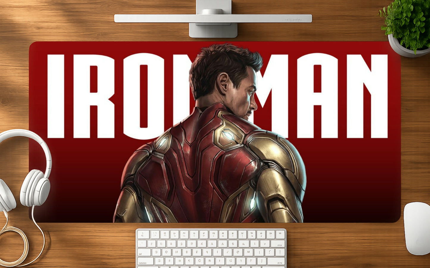 Iron Man mousepad mockup - 23x11 inch large gaming desk mat by Casekaro