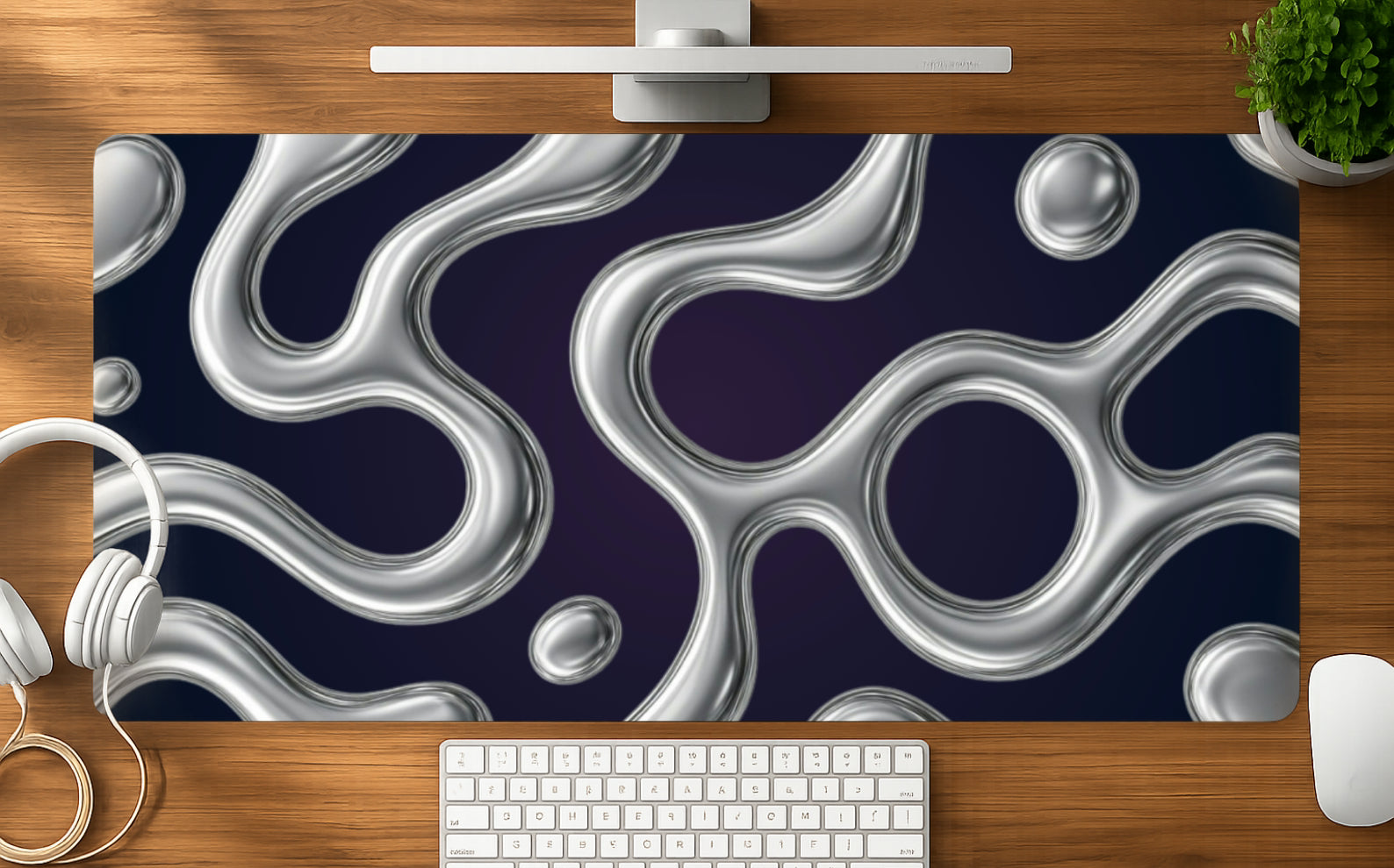 Liquid Metal mousepad mockup - 23x11 inch large gaming desk mat by Casekaro