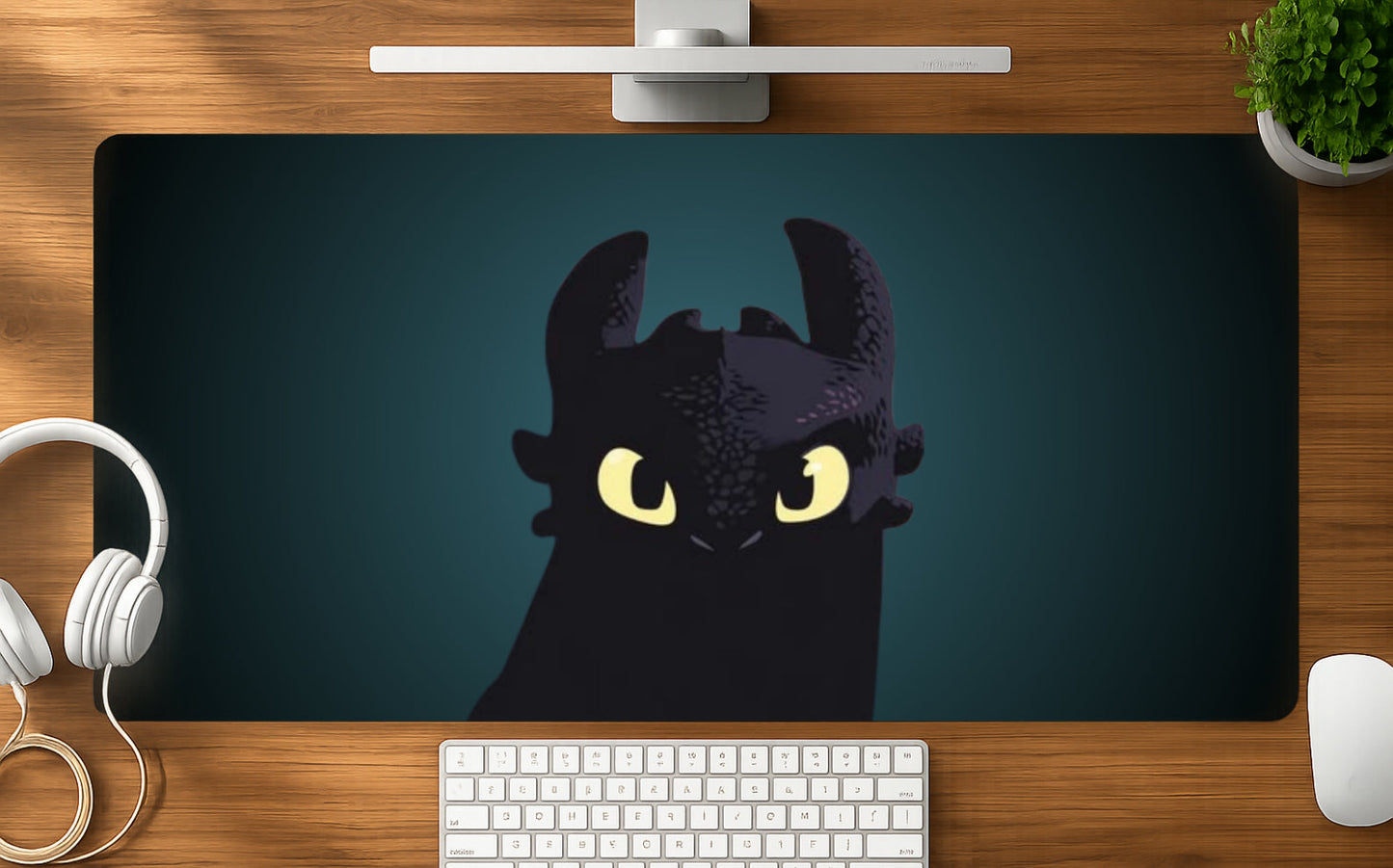 Night Dragon mousepad mockup - 23x11 inch large gaming desk mat by Casekaro