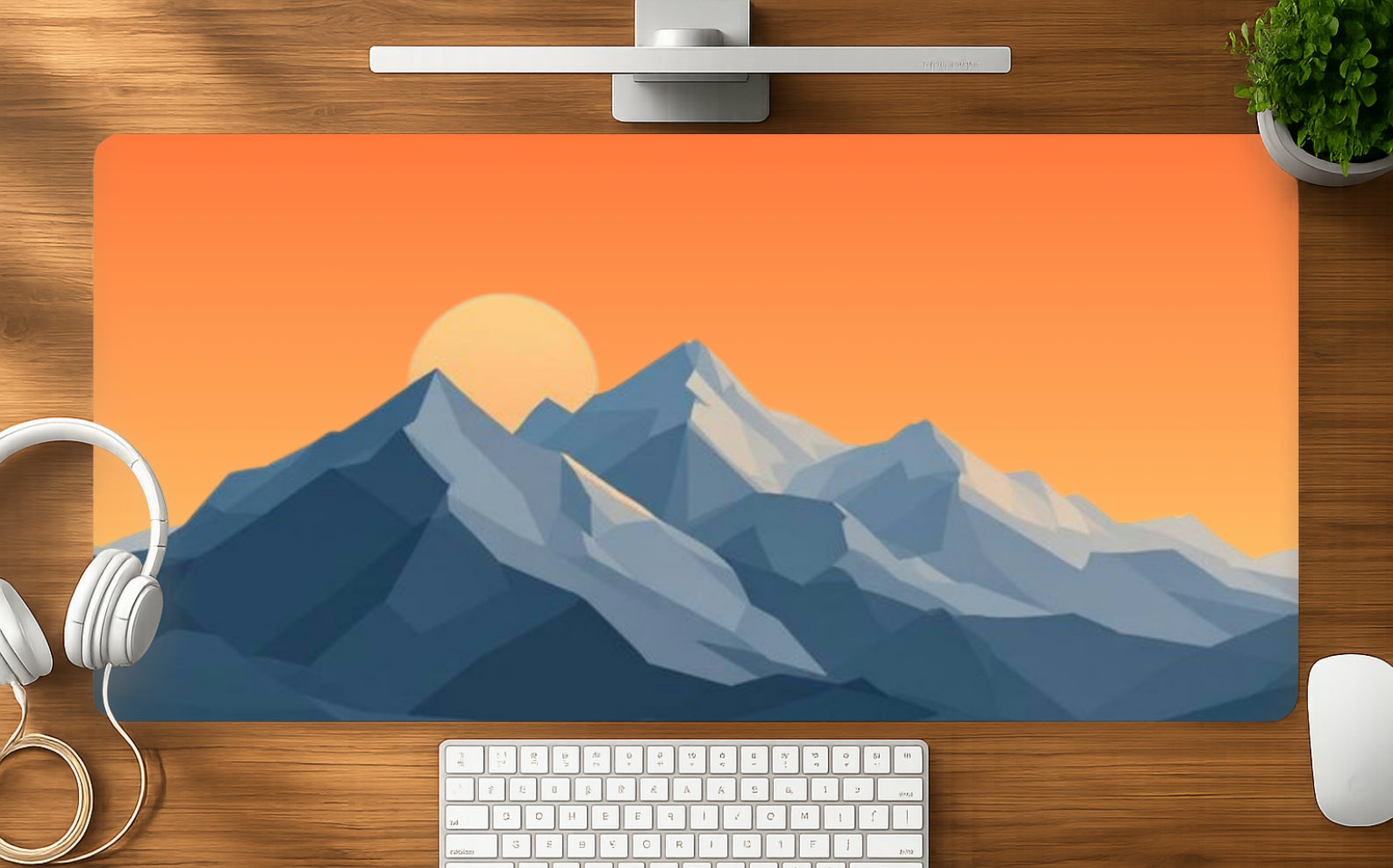 Orange Peak mousepad mockup - 23x11 inch large gaming desk mat by Casekaro