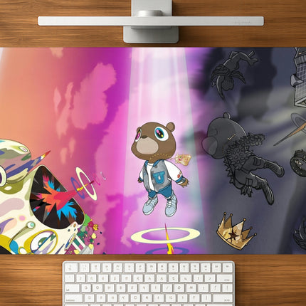 Pop Bear mousepad mockup - 23x11 inch large gaming desk mat by Casekaro