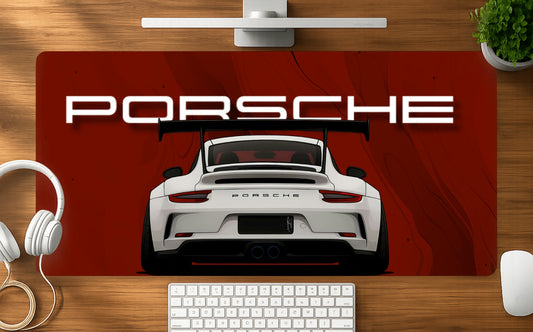 Porsche Red mousepad mockup - 23x11 inch large gaming desk mat by Casekaro
