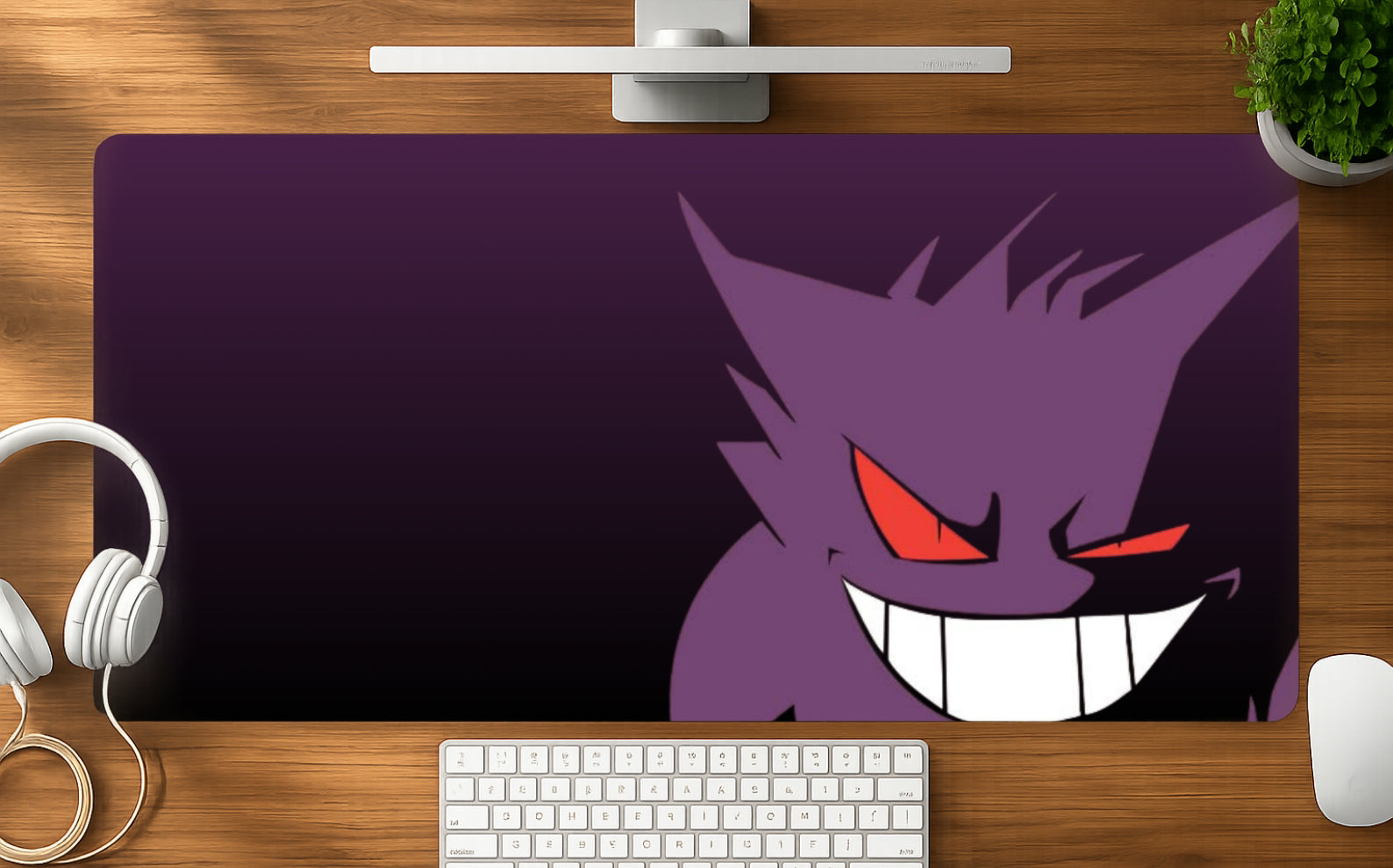 Purple Ghost mousepad mockup - 23x11 inch large gaming desk mat by Casekaro