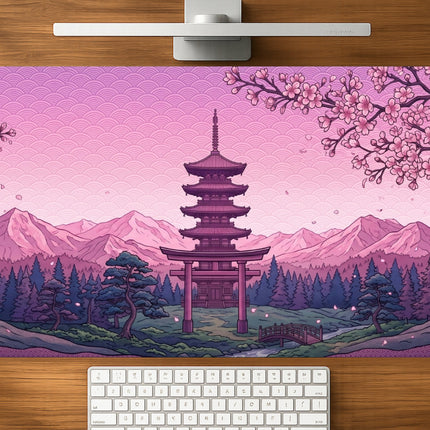 Purple Lines mousepad mockup - 23x11 inch large gaming desk mat by Casekaro