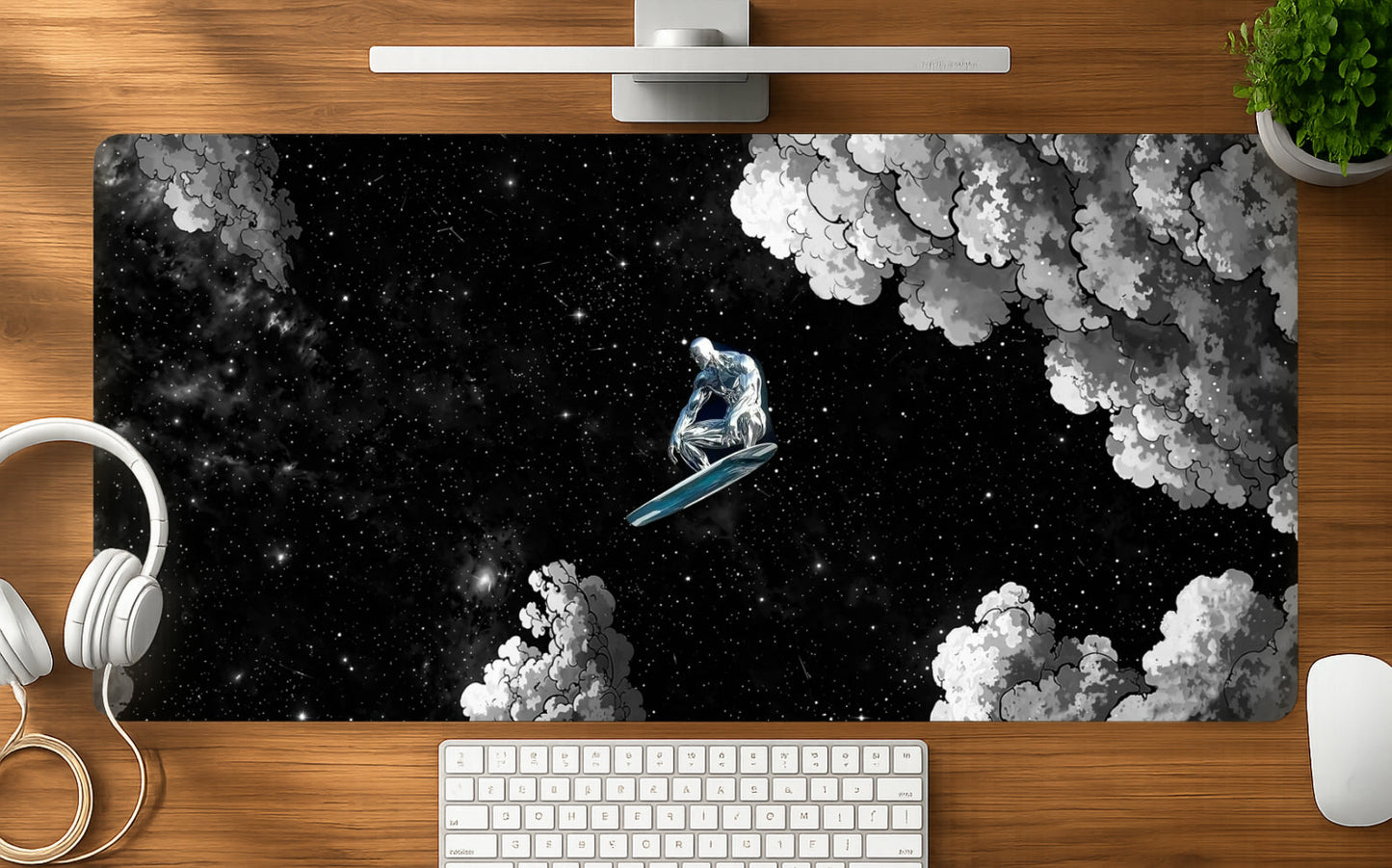 Star Surfer mousepad mockup - 23x11 inch large gaming desk mat by Casekaro