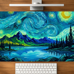 Starry Lake mousepad mockup - 23x11 inch large gaming desk mat by Casekaro