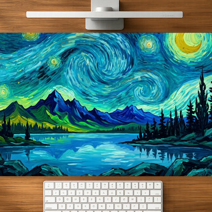 Starry Lake mousepad mockup - 23x11 inch large gaming desk mat by Casekaro