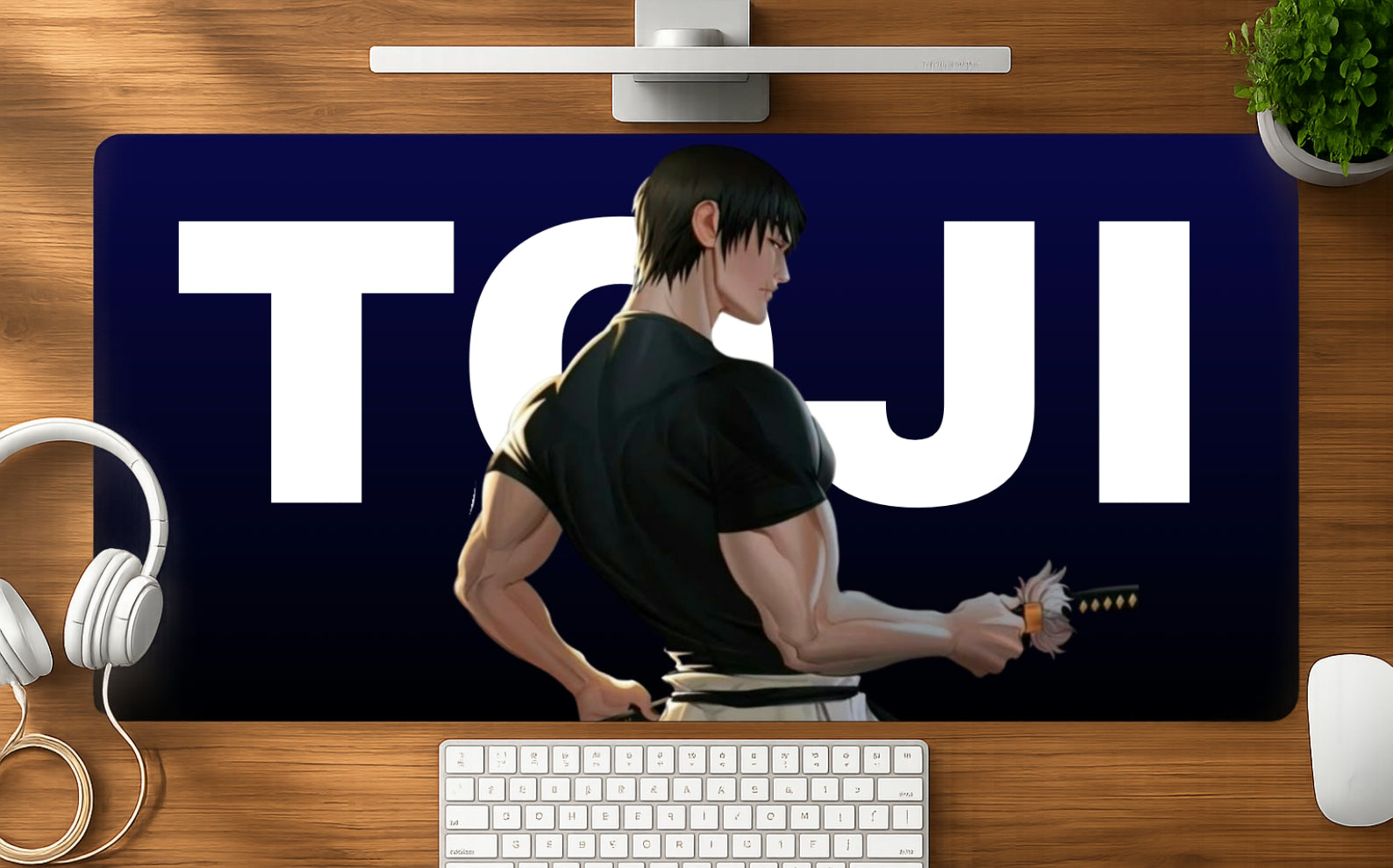 Sword Fighter mousepad mockup - 23x11 inch large gaming desk mat by Casekaro