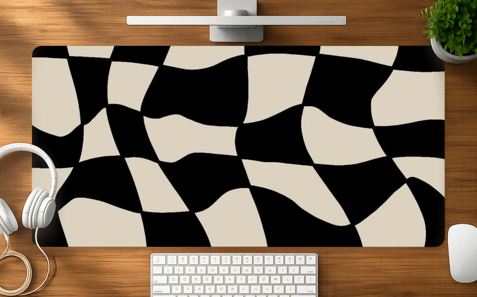 Wavy Chess mousepad mockup - 23x11 inch large gaming desk mat by Casekaro