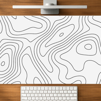 White Contour mousepad mockup - 23x11 inch large gaming desk mat by Casekaro