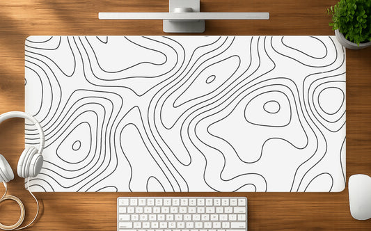 White Contour mousepad mockup - 23x11 inch large gaming desk mat by Casekaro
