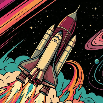 Retro Rocket mousepad design - 23x11 inch large gaming desk mat by Casekaro