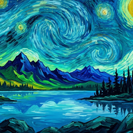 Starry Lake mousepad design - 23x11 inch large gaming desk mat by Casekaro