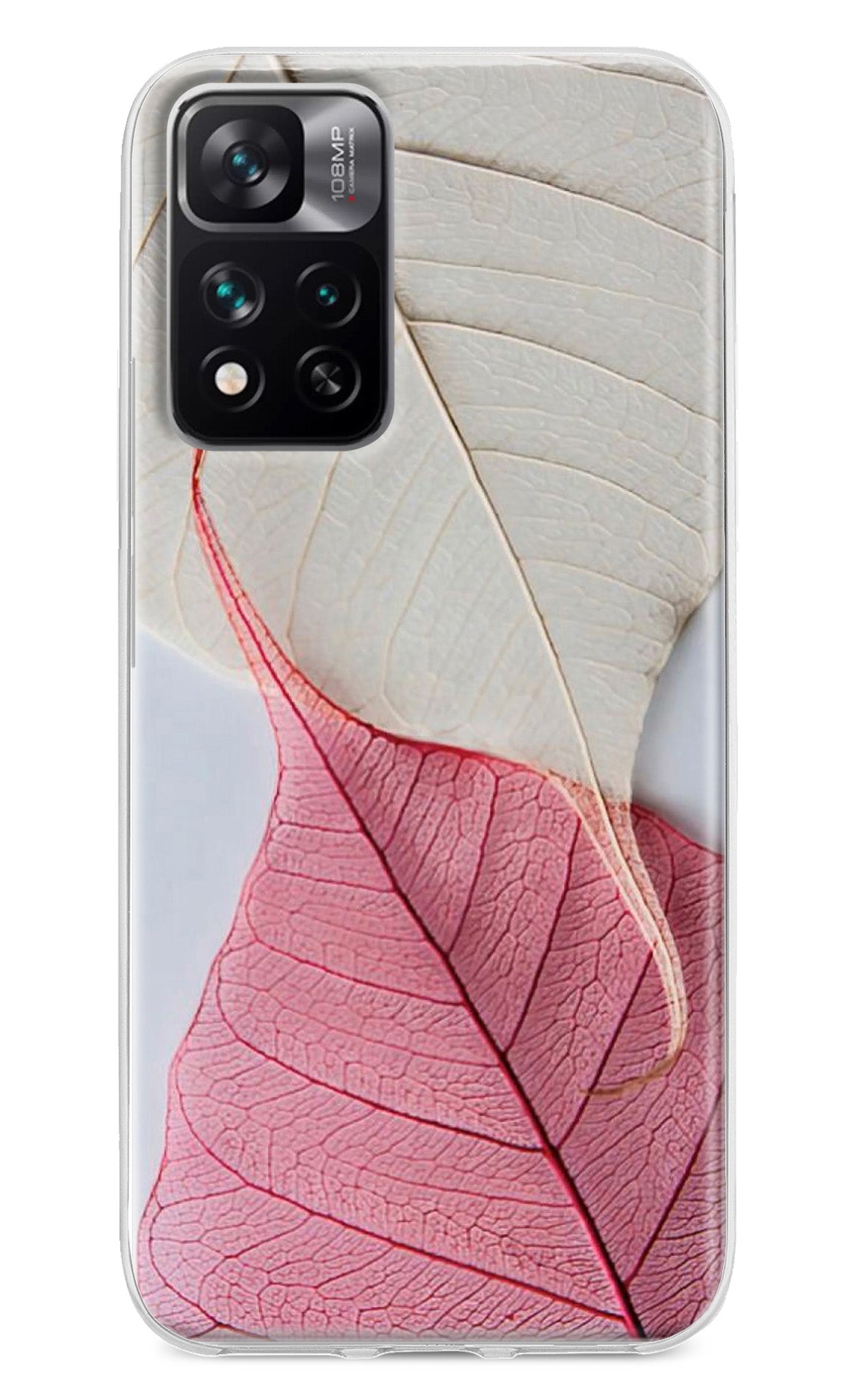 White Pink Leaf Mi 11i 5G/11i 5G Hypercharge Back Cover