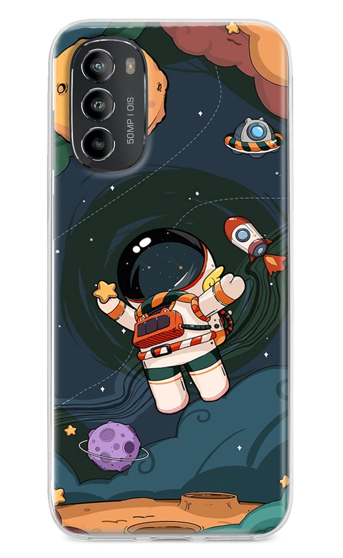 Cartoon Astronaut Moto G82 5G Back Cover