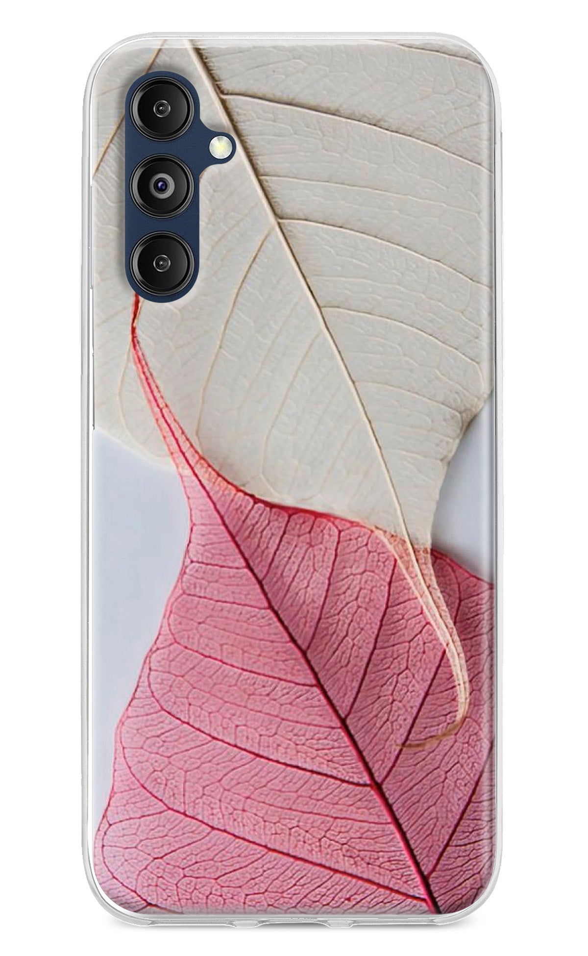 White Pink Leaf Samsung M14 Back Cover