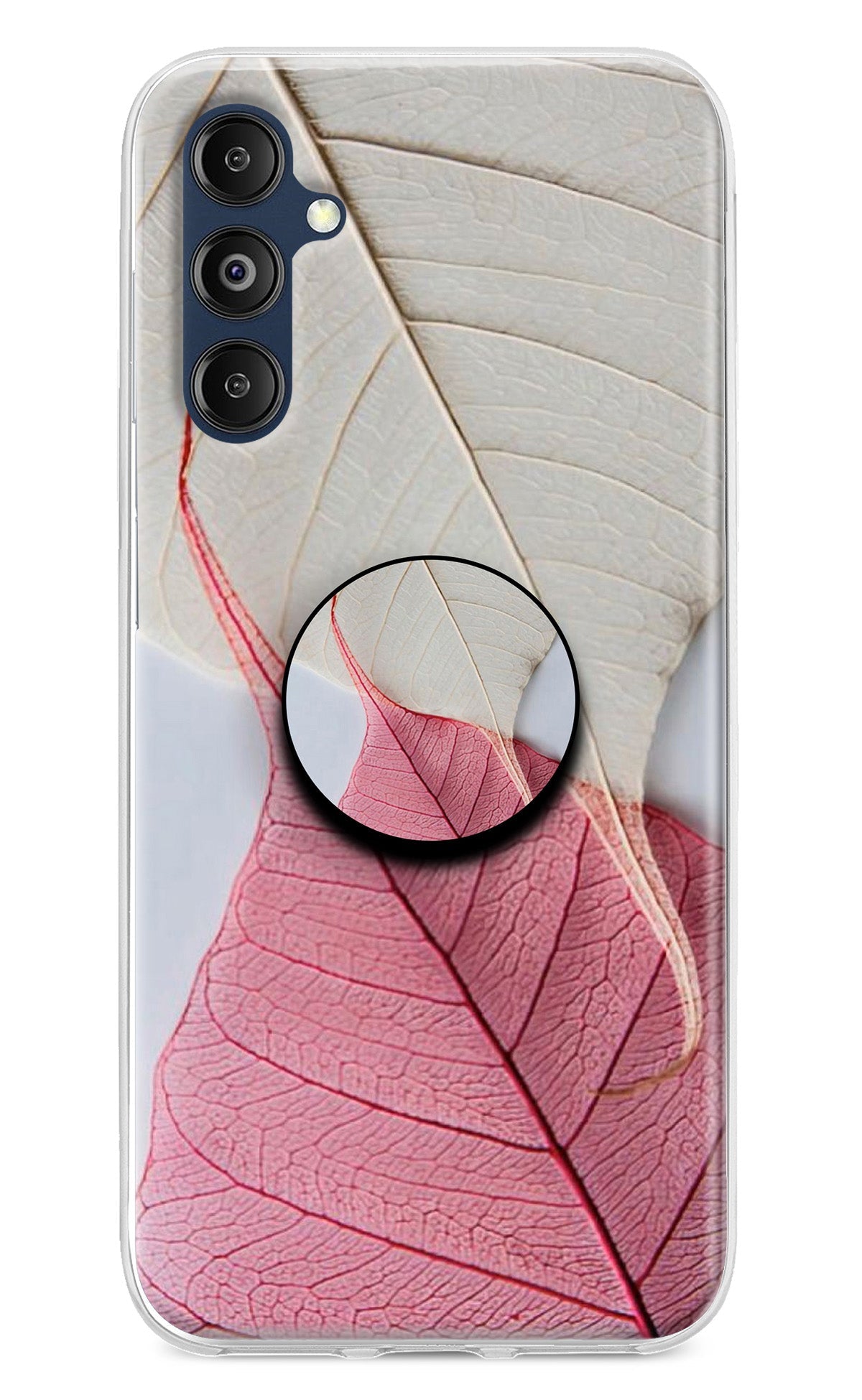 White Pink Leaf Samsung M14 Pop Case