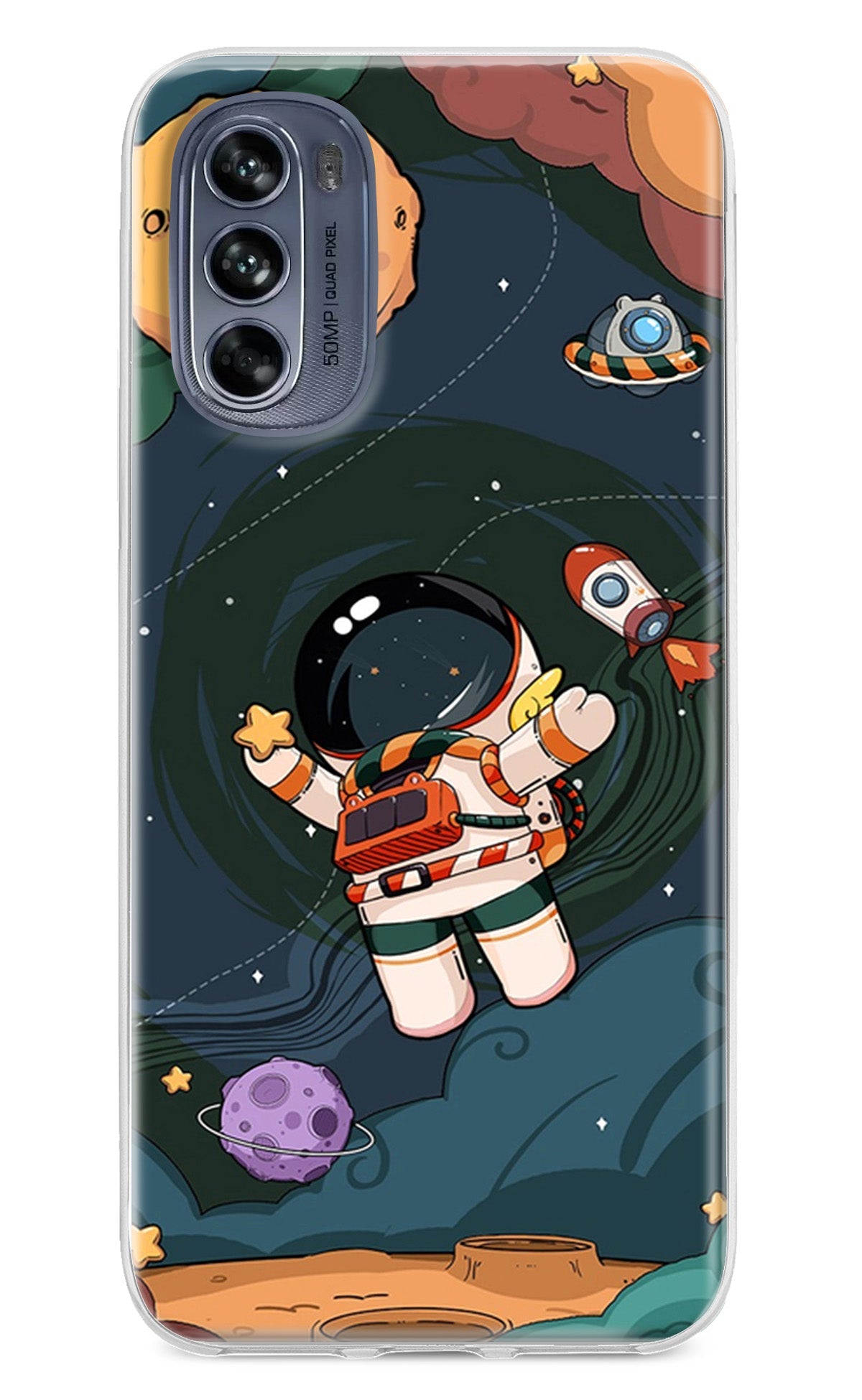 Cartoon Astronaut Moto G62 5G Back Cover