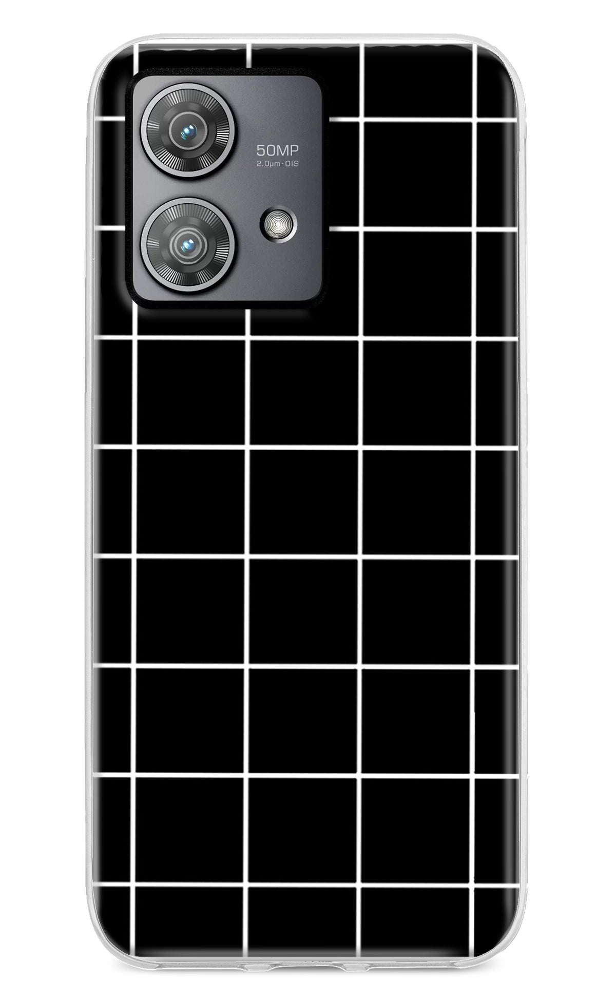 White Grid Moto Edge 40 Neo Back Cover