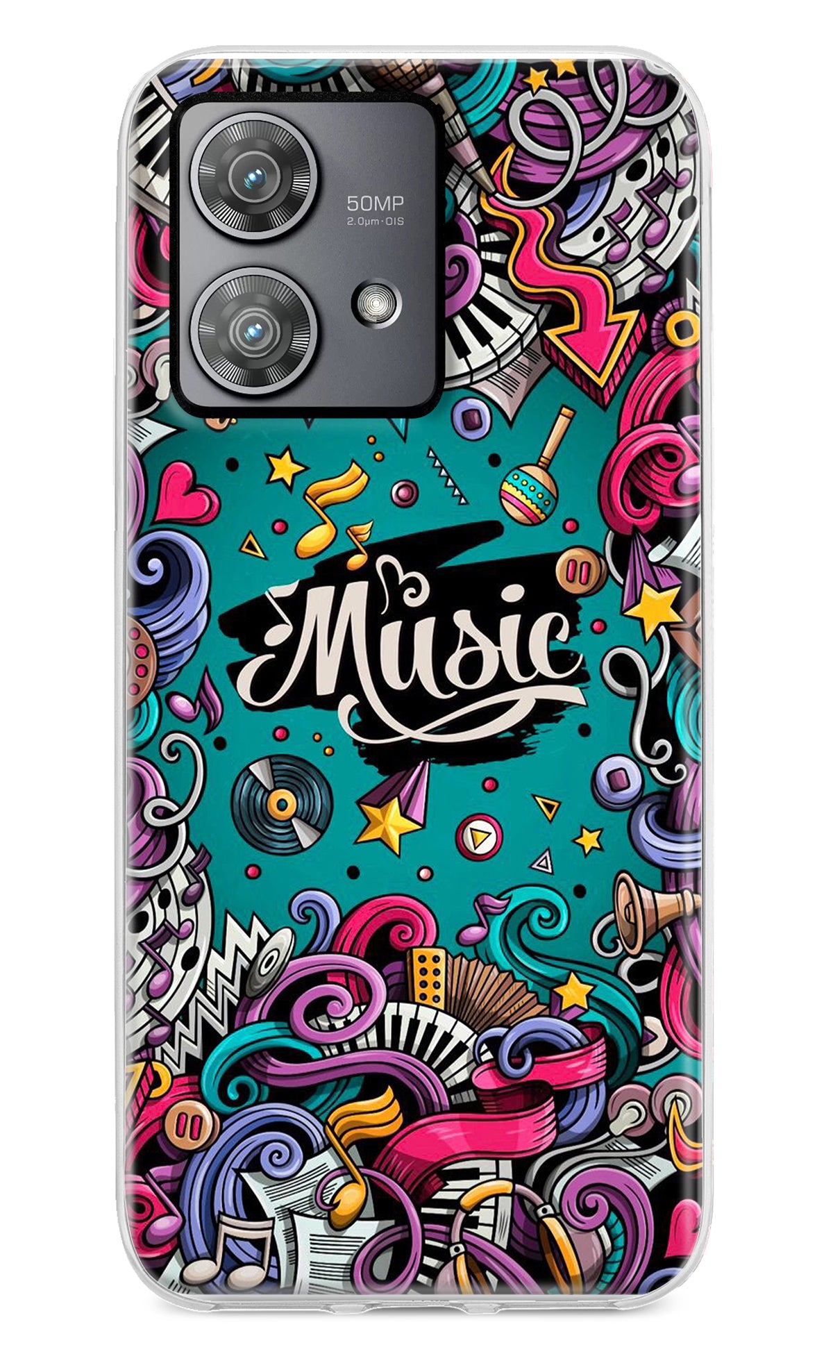 Music Graffiti Moto Edge 40 Neo Back Cover