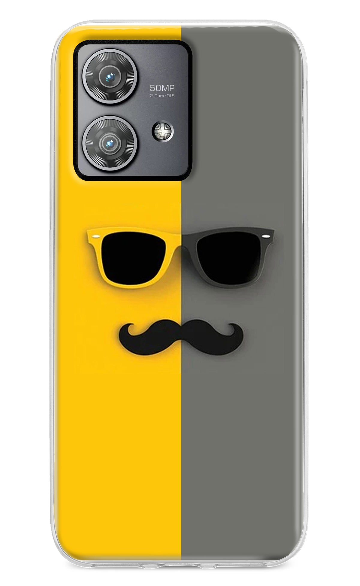 Sunglasses with Mustache Moto Edge 40 Neo Back Cover