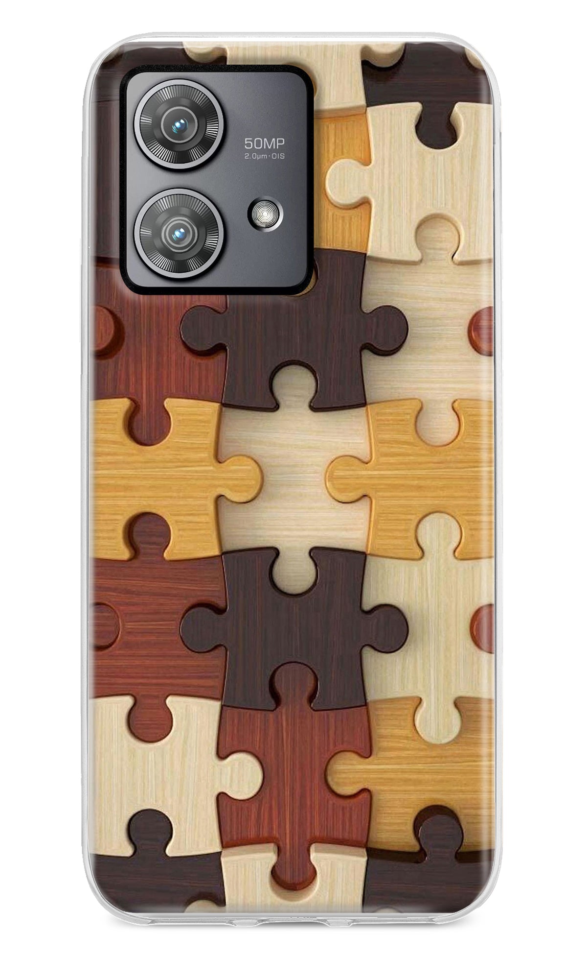 Wooden Puzzle Moto Edge 40 Neo Back Cover