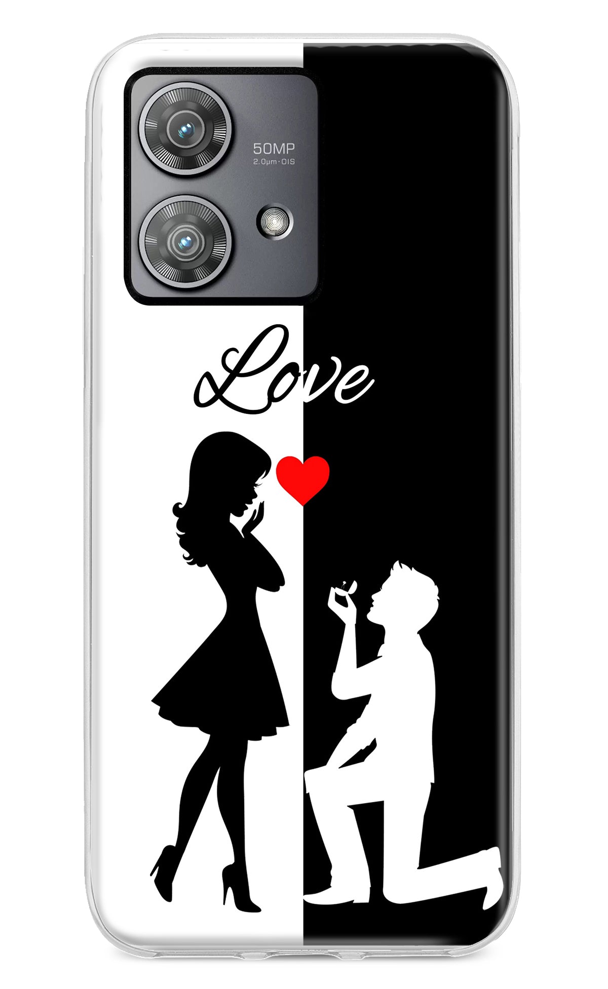 Love Propose Black And White Moto Edge 40 Neo Back Cover