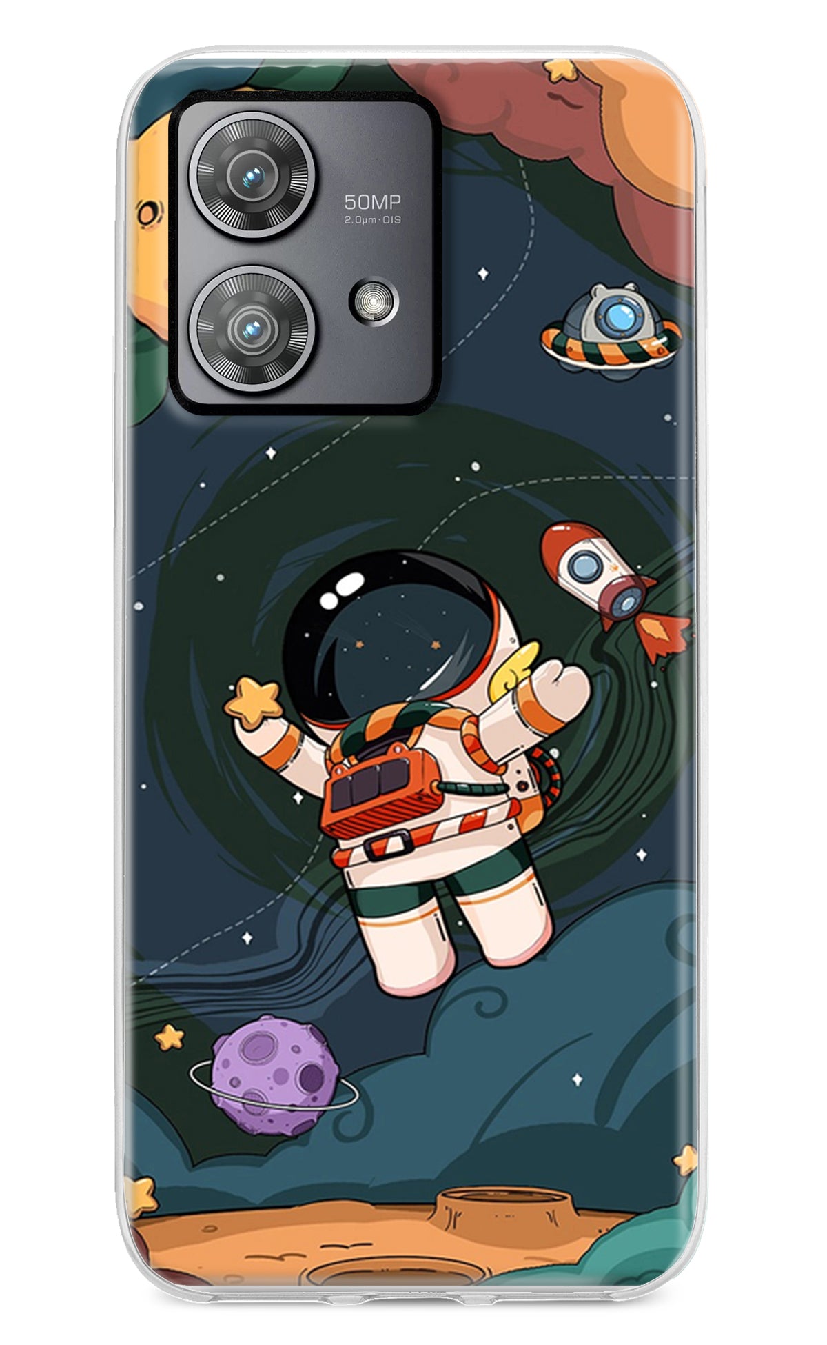 Cartoon Astronaut Moto Edge 40 Neo Back Cover