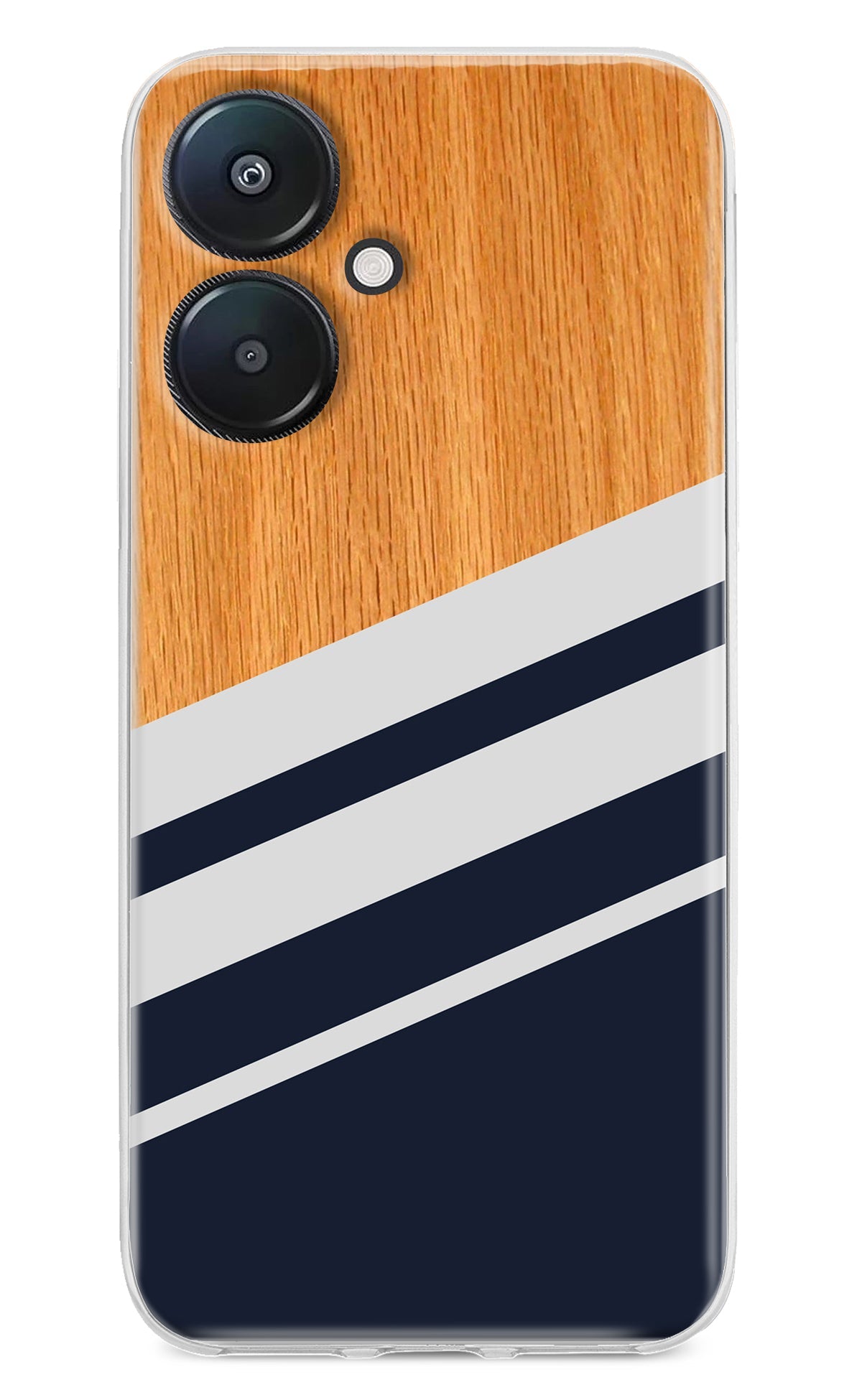 Blue and white wooden Redmi 13C 5G Back Cover