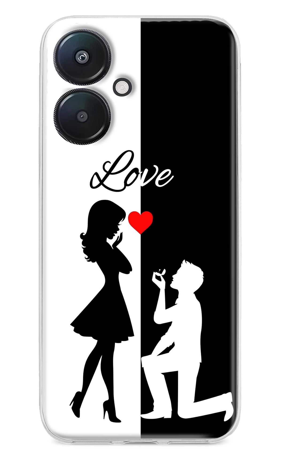 Love Propose Black And White Redmi 13C 5G Back Cover