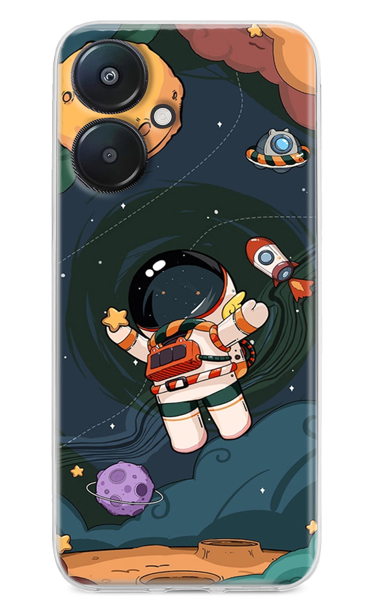 Cartoon Astronaut Redmi 13C 5G Back Cover