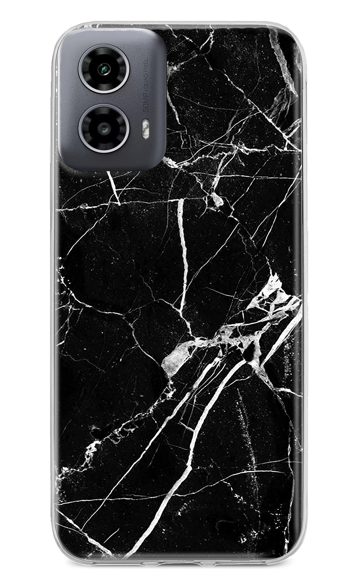 Black Marble Pattern Moto G34 5G Back Cover