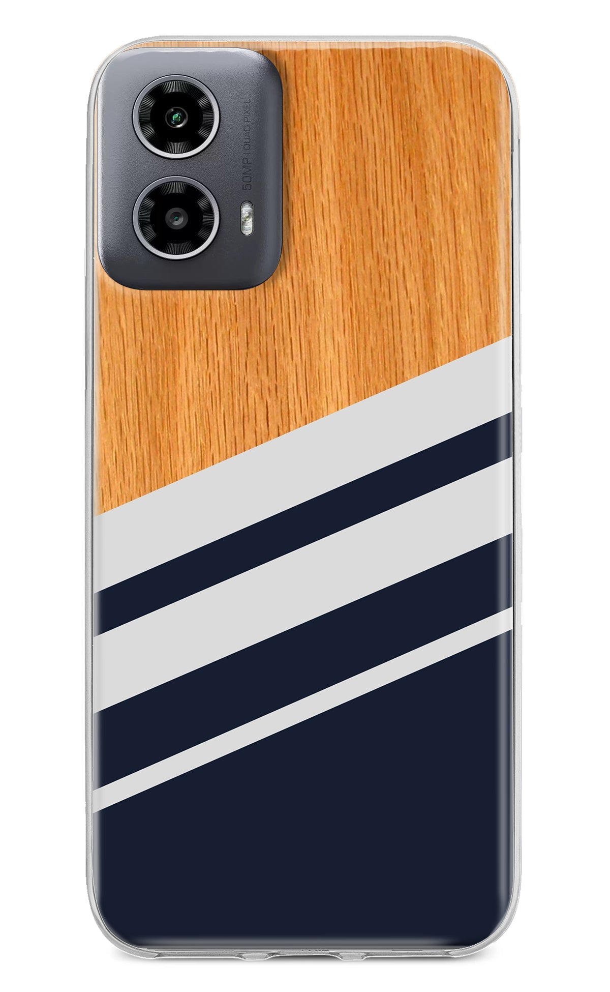 Blue and white wooden Moto G34 5G Back Cover