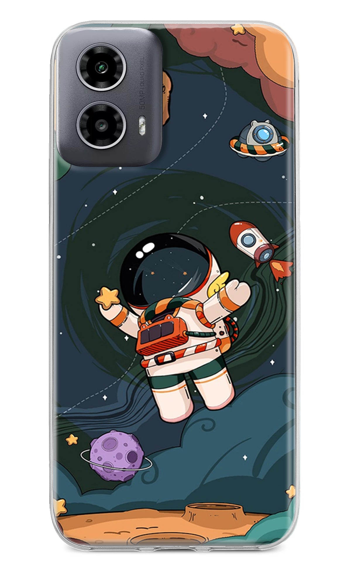 Cartoon Astronaut Moto G34 5G Back Cover