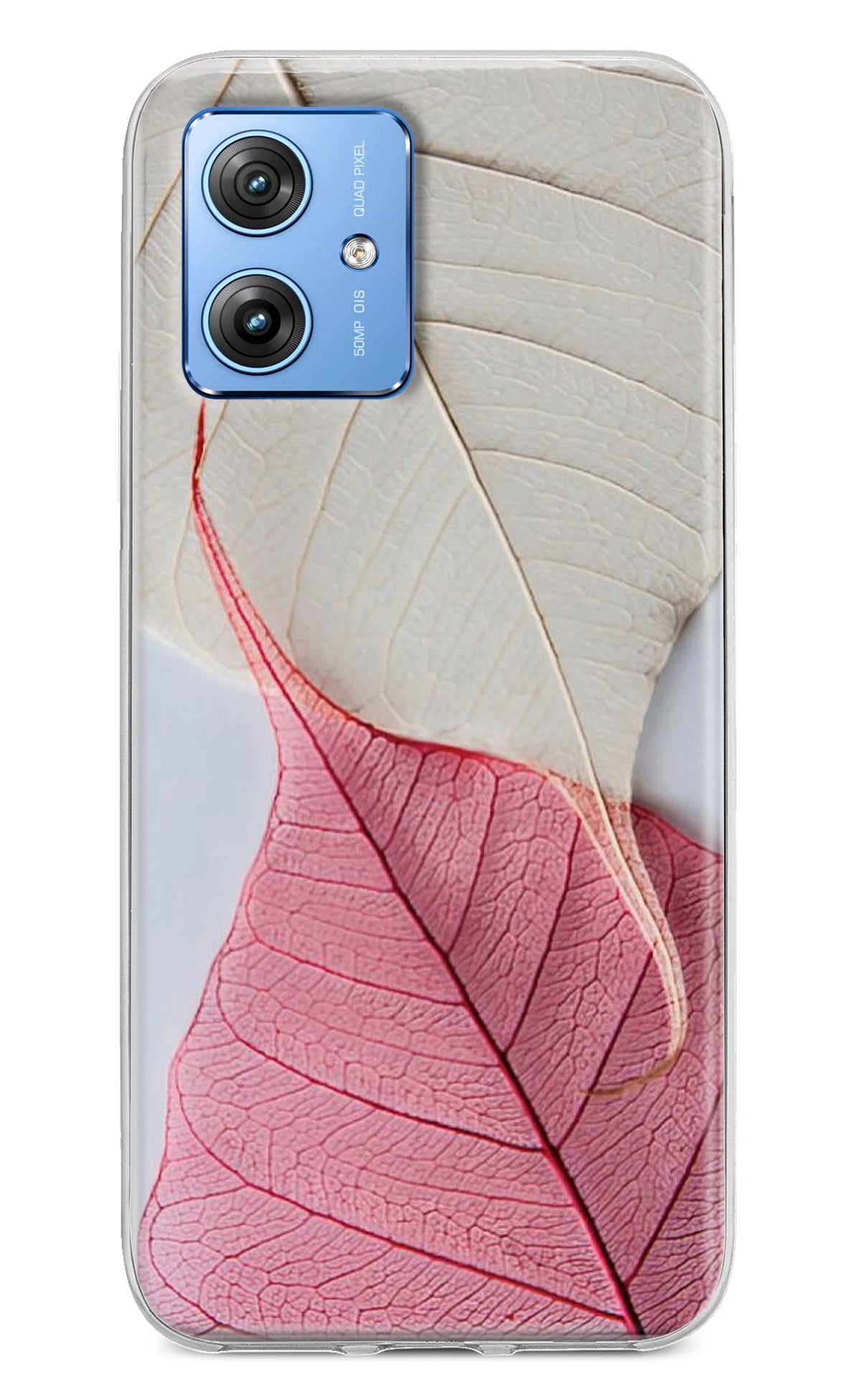 White Pink Leaf Moto G64 5G Back Cover