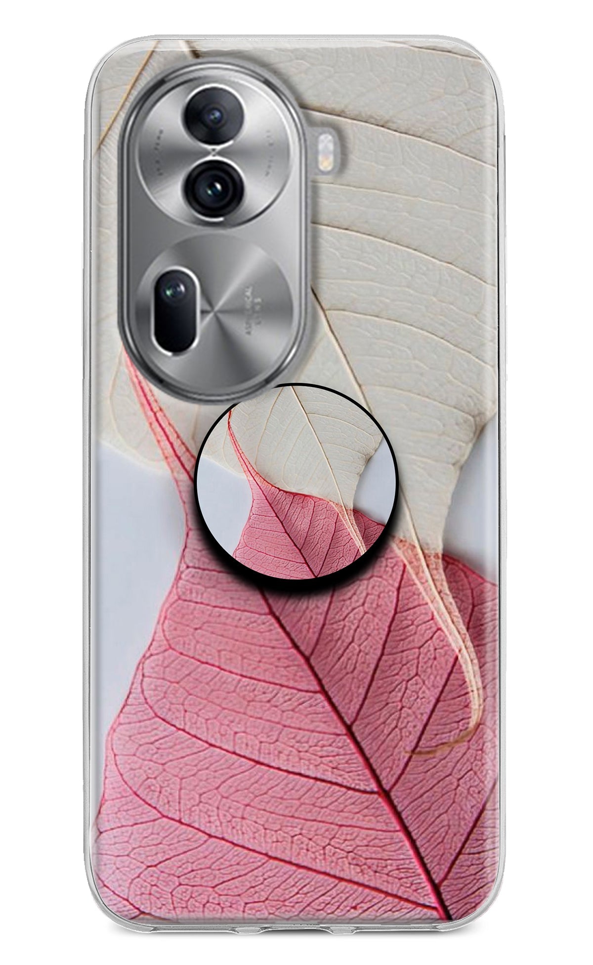 White Pink Leaf Oppo Reno11 Pro 5G Pop Case