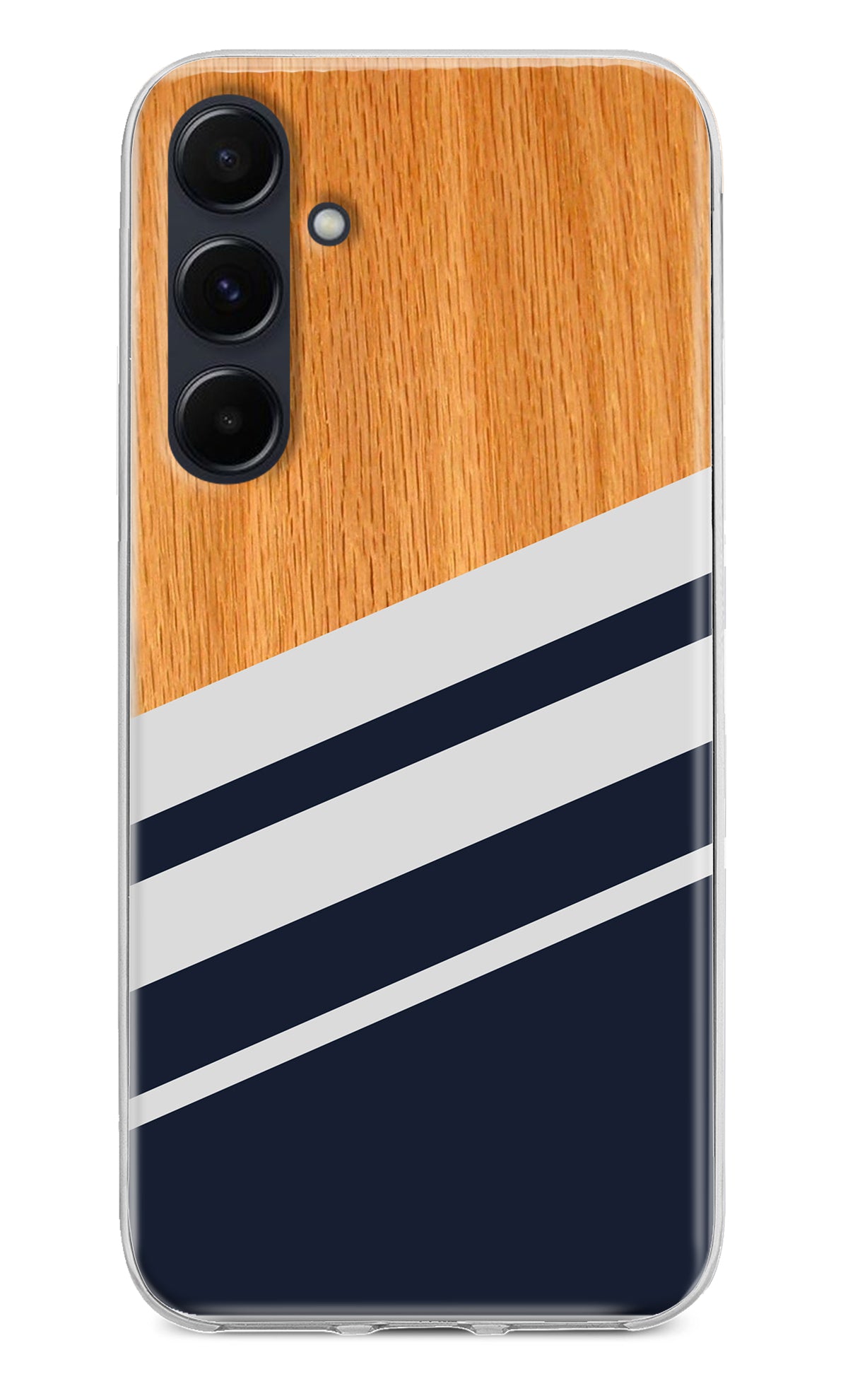 Blue and white wooden Samsung A35 5G Back Cover